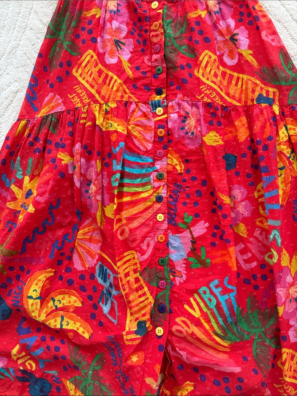 FARM Rio Red Tropical Print Puff-Sleeve Maxi Dress - Picture 4 of 5